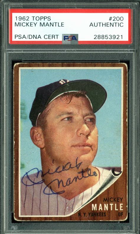 Lot Detail Mickey Mantle Signed 1962 Topps 200 Baseball Card Psa