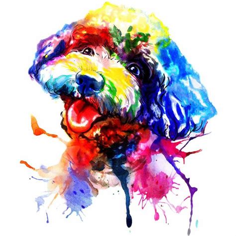 Watercolor Rainbow Dog Portrait In Digital Style Watercolor Dog