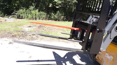 Hd Pallet Fork Hay Bale Spear Skid Steer Quick Attachment Youtube