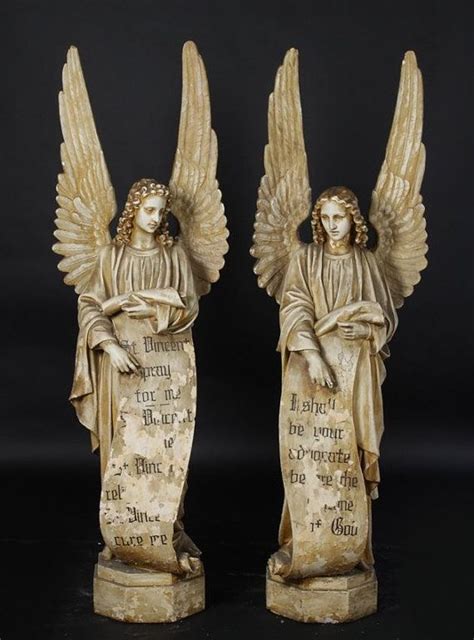 Reserved Vintage Pair Of Large Winged Angels Statues 55 Tall Etsy