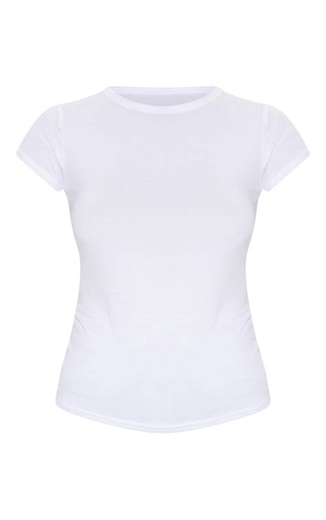 Basic White Crew Neck Fitted T Shirt Tops Prettylittlething