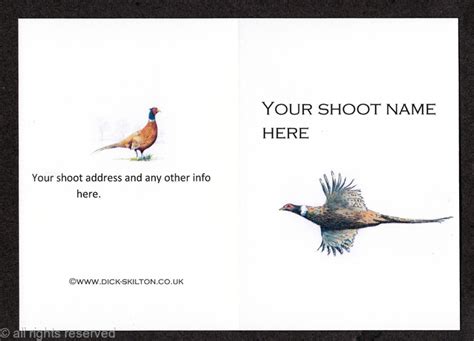 Example Of Traditional Size Shoot Card 4 By 3 With High Pheasant