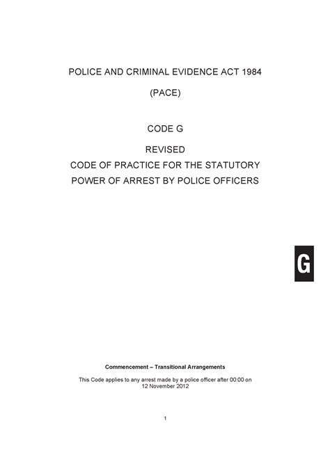 Pace Code G 2012 Pace Code G 2012 G Police And Criminal Evidence