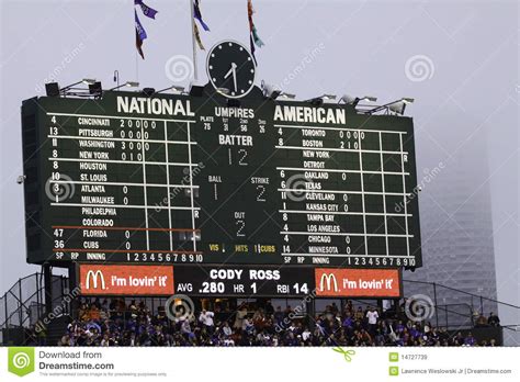 While looking up at an old timers� day scoreboard which was listing deceased yankee greats, hall of fame catcher yogi berra once quipped, boy, i simply select a year and up comes a list of every major league player in history who died during any given year. Baseball - Wrigley Field's Famous Scoreboard Editorial ...