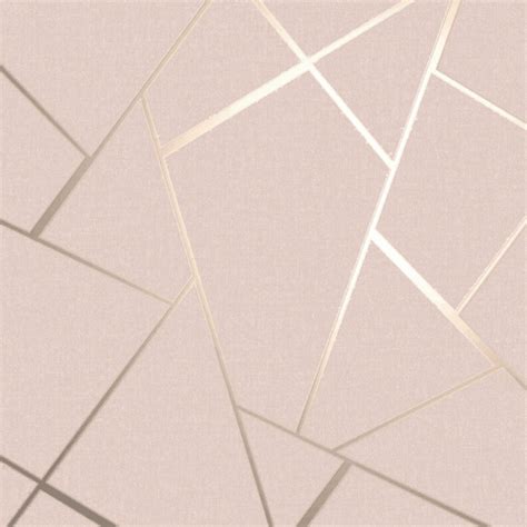 Fine Decor Quartz Blush Pink And Gold Apex Geometric Wallpaper Fd42682