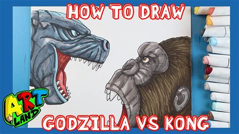How To Draw Godzilla Vs Kong Face Off Youtube