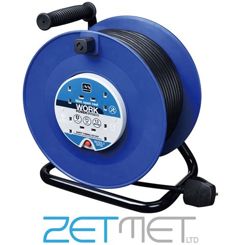 Masterplug 50m Open Cable Reel 4 Socket 13a Extension Lead Electrical