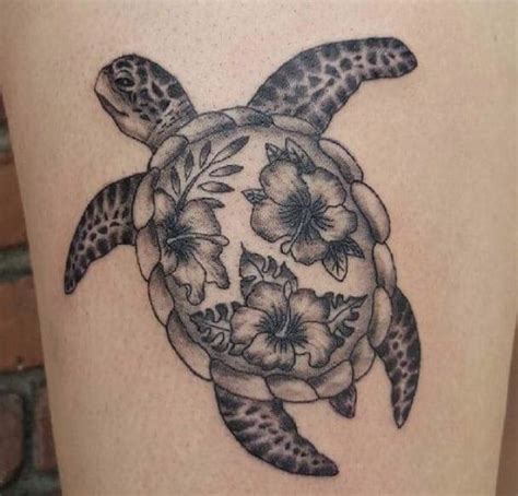 15 Best Turtle And Flower Tattoo Designs PetPress Tropisches Tattoo