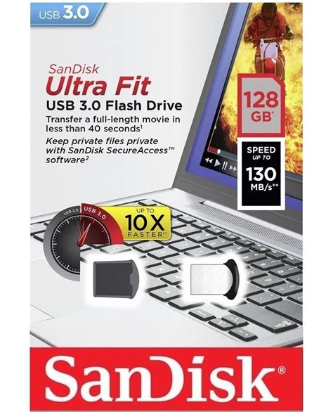 Sandisk Ultra Fit 128gb Ultra Fit Usb 30 Flash Drive Up To 150mbs