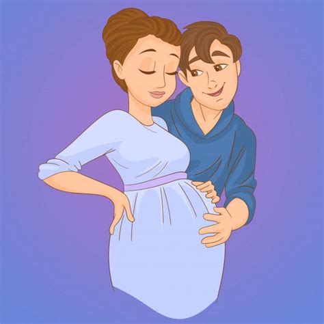 Pregnant Woman With Her Husband Couple Illustration Woman Illustration