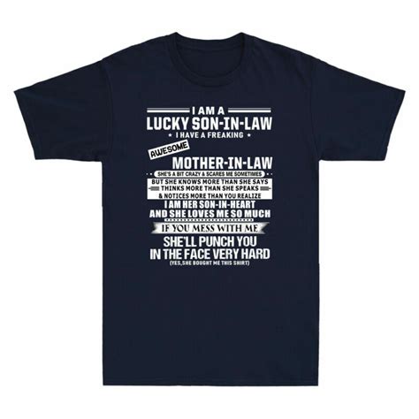 Lucky Son In Law I Have A Freaking Awesome Mother In Law Retro Mens T Shirt Tee Ebay