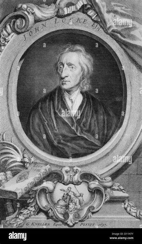Engraving Portrait John Locke English Philosopher Physician Father Of