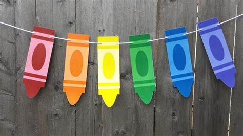 Crayon Banner Crayon Garland Crayon Birthday Party Crayon