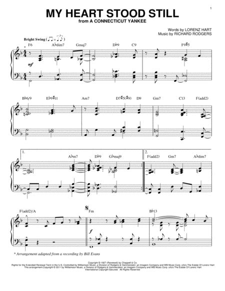 My Heart Stood Still Jazz Version Arr Brent Edstrom By Bill Evans Piano Solo Digital