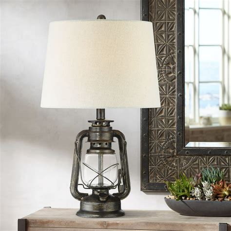 Franklin Iron Works Rustic Industrial Accent Table Lamp Miner Lantern