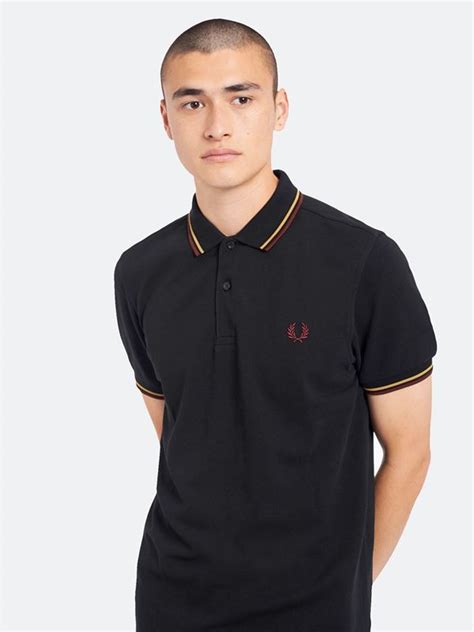 Fred Perry The Fred Perry Shirt In Black Gold Aubergine Dapper Street