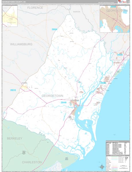 Georgetown County Wall Map Premium Style