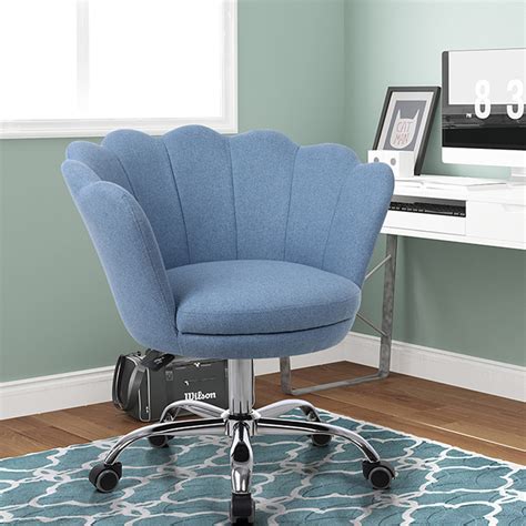 Rated 4.5 out of 5 stars. Linen Shell Chair, Upholstered Desk Chair for Home Office, Swivel Task Chair with Castor Wheels ...