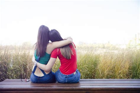 Two Best Female Friends Embracing Together Stock Image Image Of