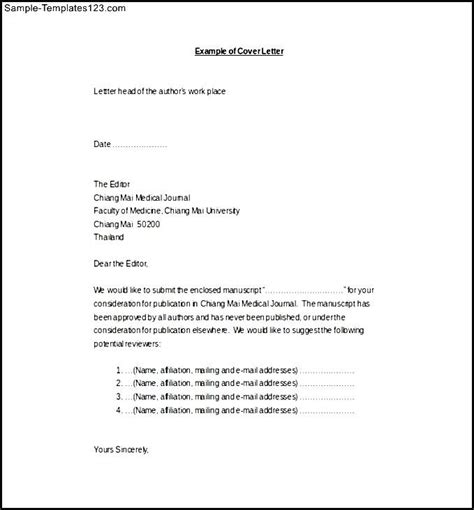 Simple Medical Journal Cover Letter Example Word Template Free Download