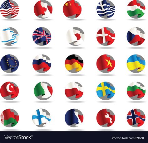 Set World Flags Icons Royalty Free Vector Image