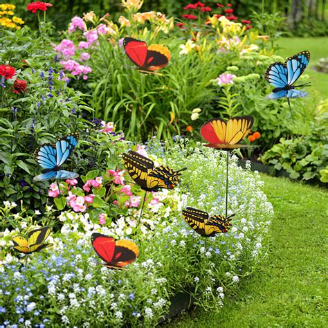 25pcs Colorful 3d Double Layer Butterfly On Sticks Home