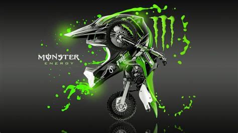 Kawasaki Dirt Bike Monster Energy Wallpaper Hd Monster Energy Monster Image Monster