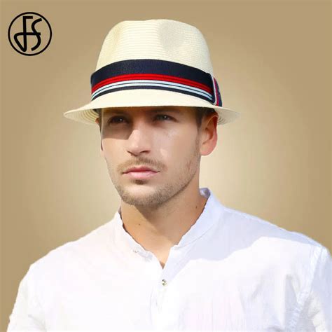 Fs Wide Brim Ivory White Men Straw Hats Ribbon Chapeau Homme Panama