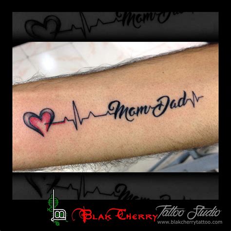 Mom Dad With Heartbeats Mom Dad Tattoos Dad Tattoos Tattoos For
