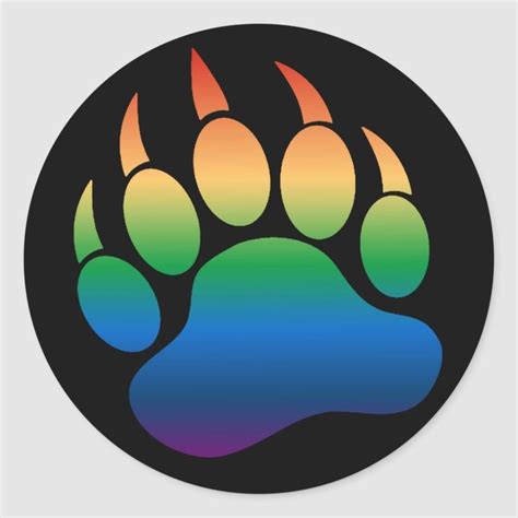Gradient Rainbow Flag Gay Bear Paw Claw Sticker Zazzle Gay Rainbow Flag Gay Flag Bear Paws