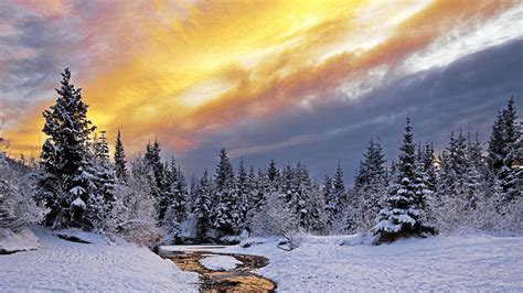 Winter Nature Snow Landscape River Ultra Windows Mac Apple