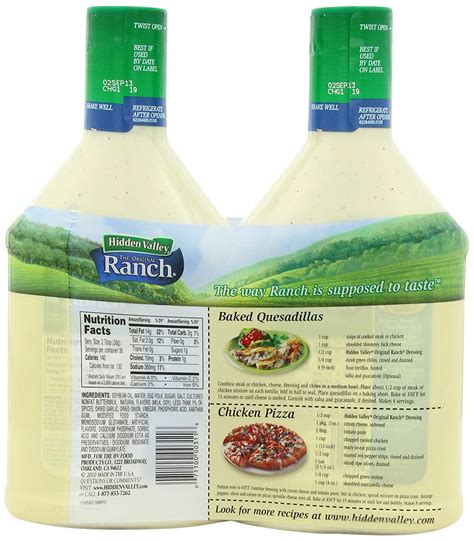 Try it on burgers, chicken, potatoes, rice, steamed veggies, popcorn and more. Hidden Valley The Original Ranch Dressing, Original, 2 ...