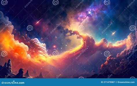 Fantasy Space Sky With Beautiful Stars And Galaxies Stock Illustration