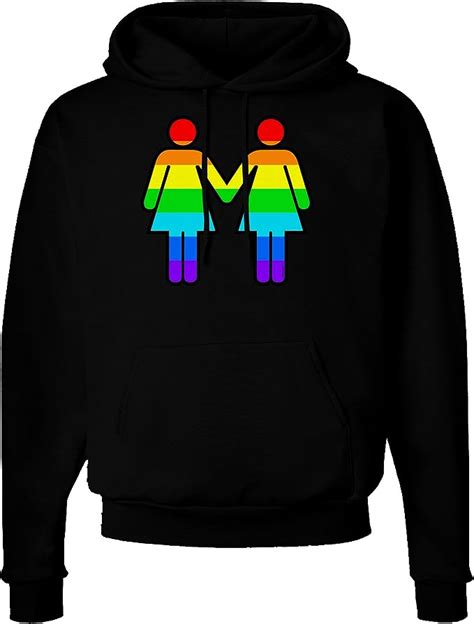 Rainbow Lesbian Women Holding Hands Dark Hoodie Sweatshirt At Amazon Womens Clothing Store