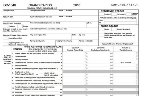 1040ez Income Tax Form Now Available Online For Grand Rapids Residents