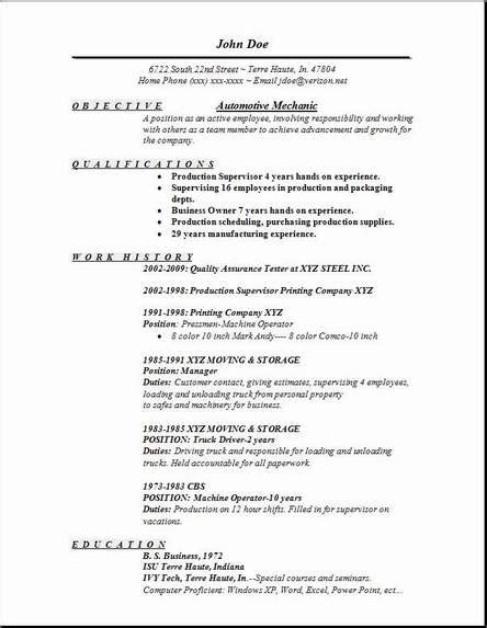 To prove myself as a well trained auto mechanic with excellent knowledge base, and to ensconce myself in a reputed automobile company. Automotive Mechanic Resume, Occupational:examples,samples ...