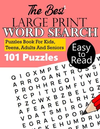 The Best Large Print Word Search Puzzles Book For Kids Teens Adults
