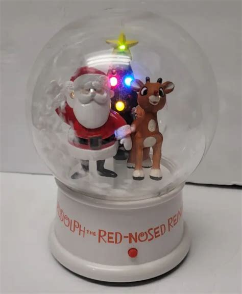 Gemmy Rudolph The Red Nosed Reindeer Christmas Snow Globe Lights