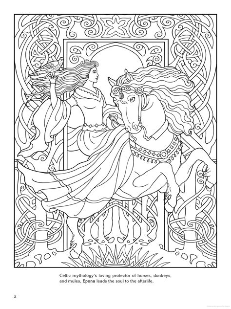 Beautiful coloring page for the earth day. Goddess coloring page - Epona (Celtic) | Celtic coloring ...