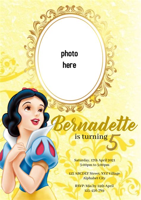 Snow White Birthday Invitation Template Postermywall