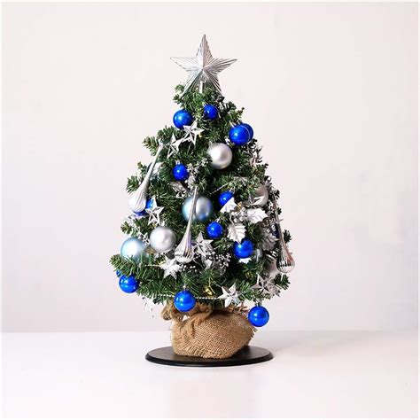 Oming Mini Sapin De Noël Artificiel Décoré Avec Des Boules Bleues