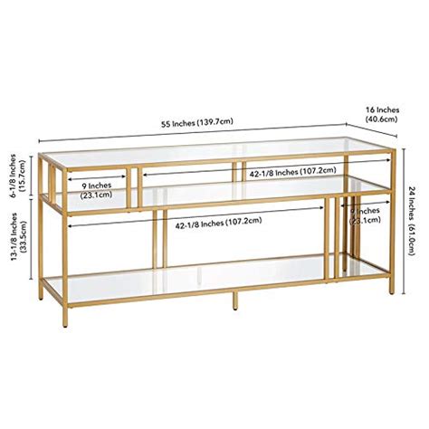 Hennandhart 55 Brass Metal Tv Stand With Glass Shelves Pricepulse