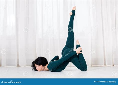 Girl In Sportswear Doing Yoga Exercises In The Room During Quarantine Stock Image Image Of