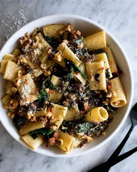 Spicy Paccheri With Sausage And Greens The Original Dish Recipe