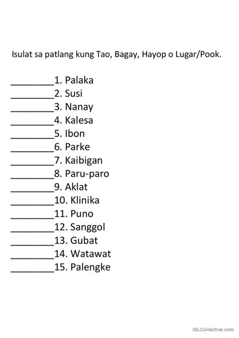 L1 Gamit Ng Pangngalan Quiz Pagsasanay Sa Filipino Pa