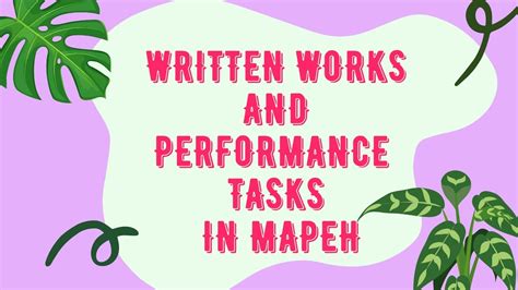 Written Works And Performance Tasks In Mapeh Quarter 1 Youtube