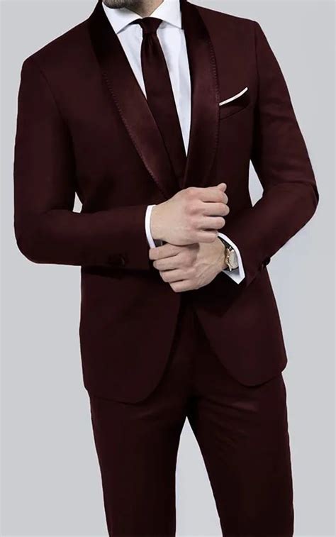 Tailor Made Burgundy Wine Red Men Suits Slim Fit Retro Formal Tailored