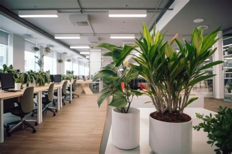 Indoor Plants And Greenery In An Office Setting Bringing Nature