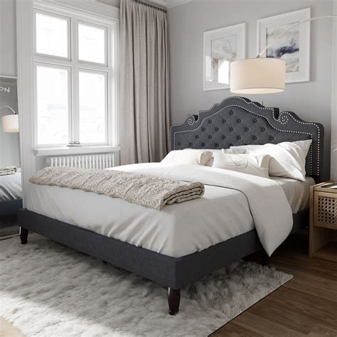 Amolife Full Size Platform Bed Frame With Fabric Upholsteredadjustable