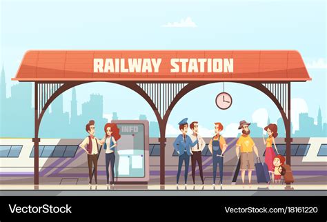 Railway Station Royalty Free Vector Image Vectorstock